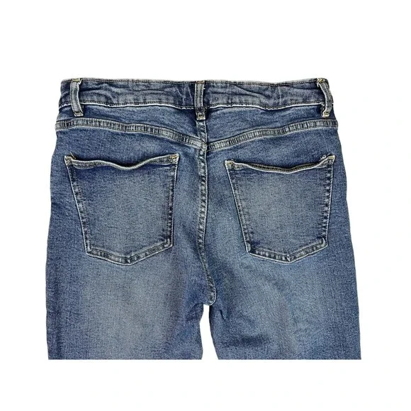 Zara Women's High-Rise Cropped Straight Leg Zip Fly Jeans w Raw Hem - Size US 8 - Picture 4 of 8